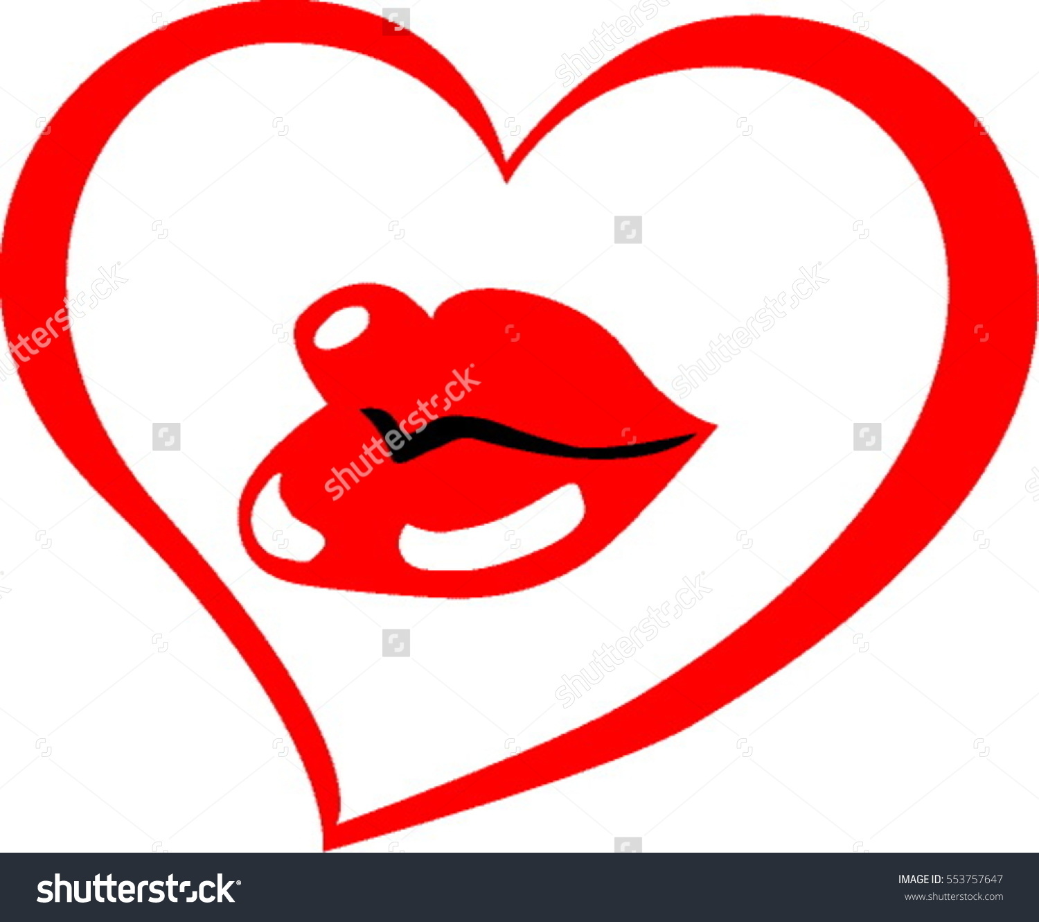 Sexy Glossy Red Lips Heart Frame Stock Vector 553757647.