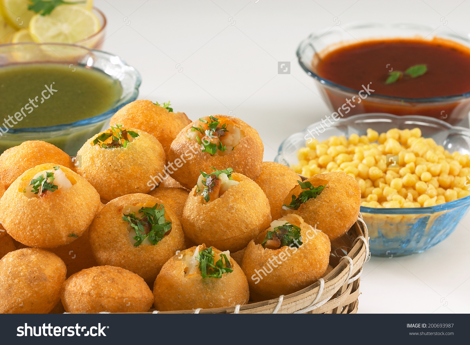 Pani Puri Golgappe Chat Item India Stock Photo 200693987.