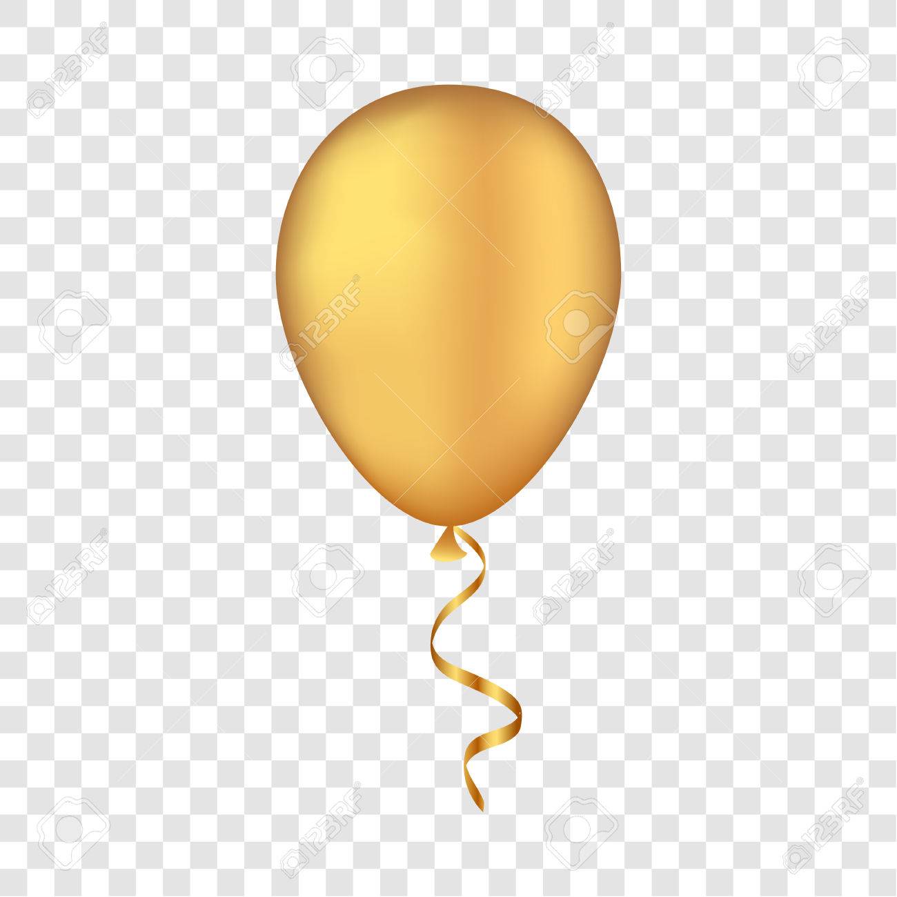 Vector gold balloon on a transparent background. 3d realistic...