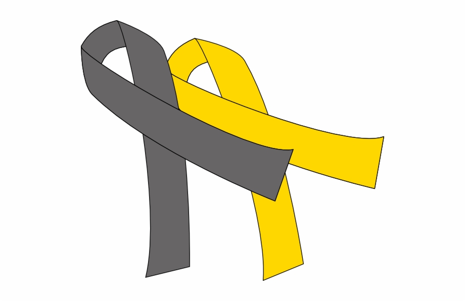 Grey And Gold Cancer Ribbon.