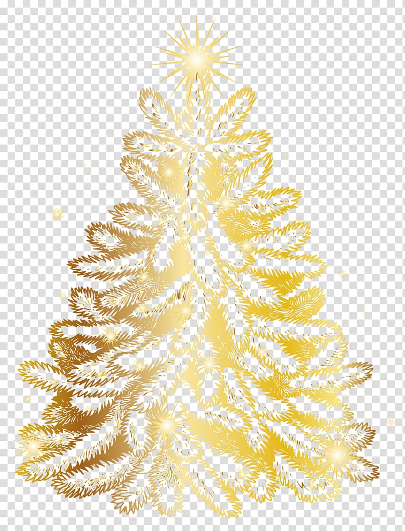 Gold Christmas tree illustration, Christmas tree Gold.