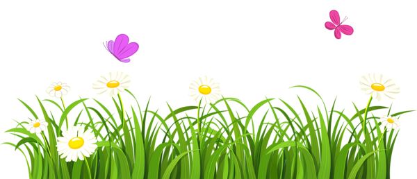 Grass and Butterflies PNG Clipart.