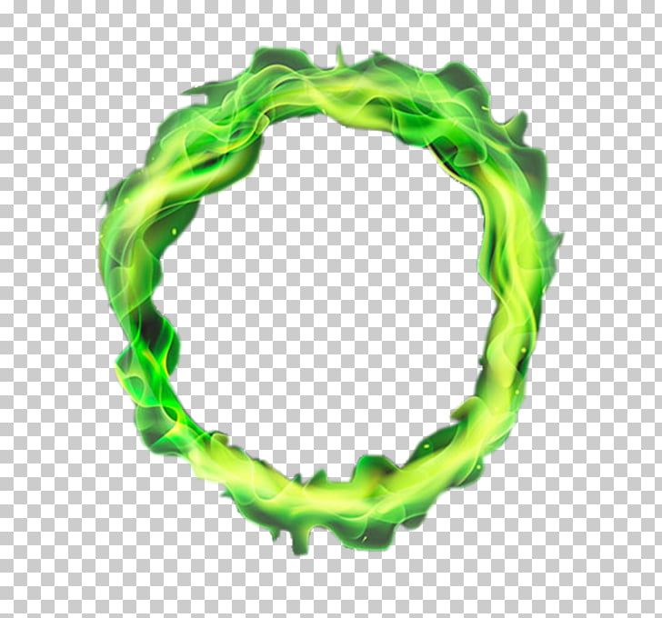 Flame Fire, Green circle flames, round green flame frame PNG.