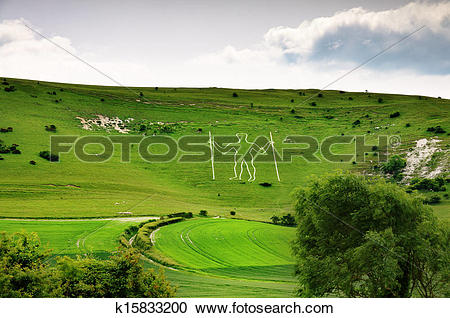 Stock Photography of Long Man of Wilmington hill figure k15833200.