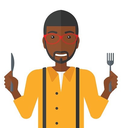 Hungry man waiting for food Clipart Image.