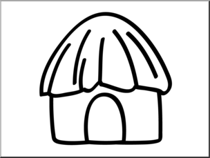 Clip Art: Basic Words: Hut B&W Unlabeled I abcteach.com.