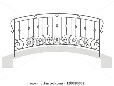 Wrought Iron Bridge Isolated On White Background Stock Vector.