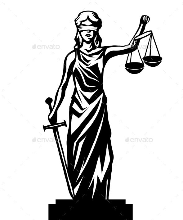 Femida lady justice,graphic vector illustration.