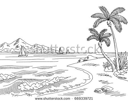 Black And White Landscape Clipart.