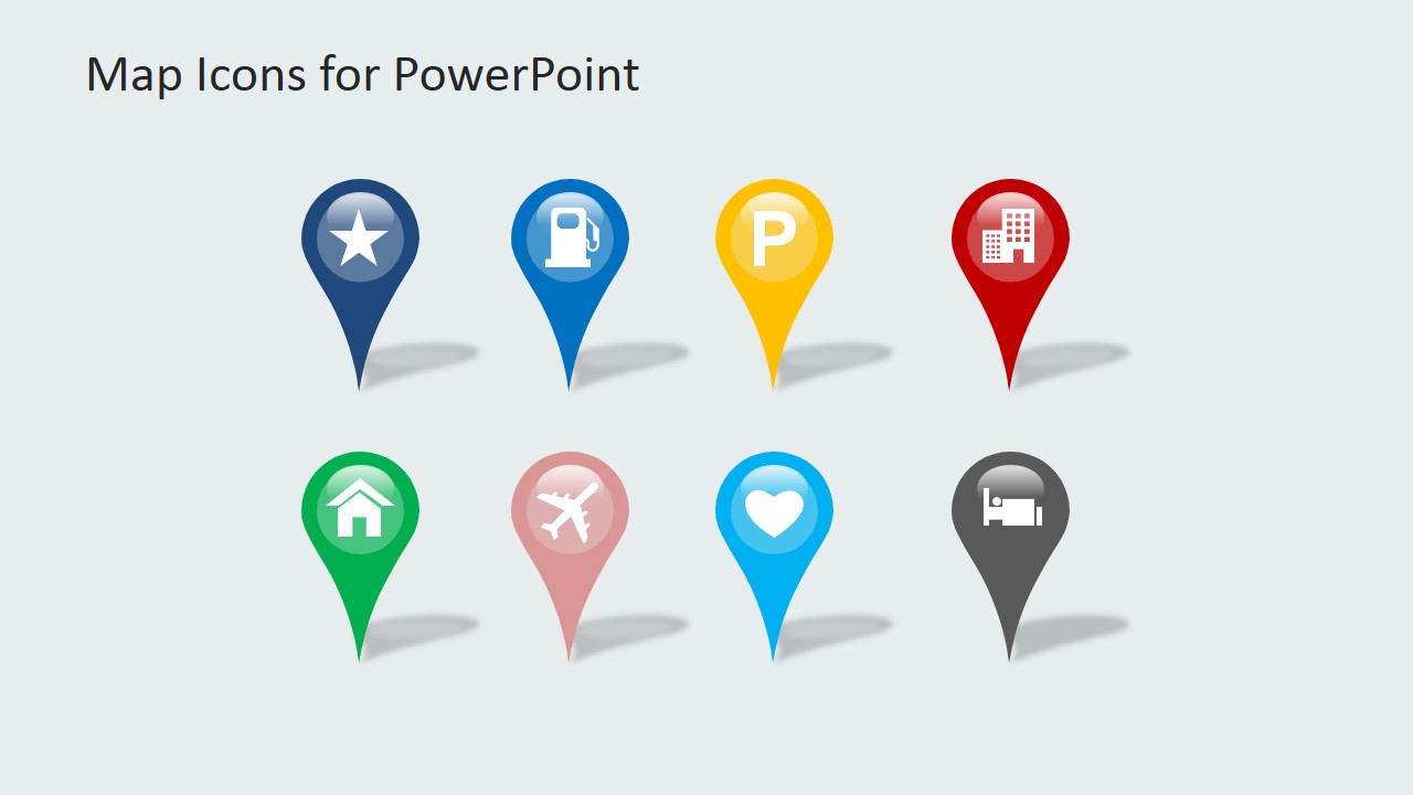 Map with GPS Icons PowerPoint Template.