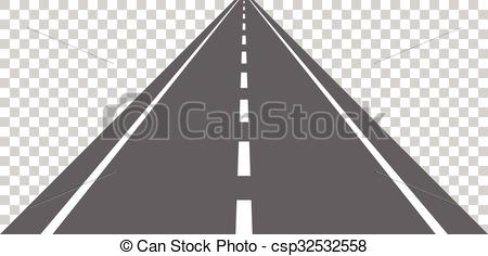 Straight road with white markings Vector Clip Art Illustrations.