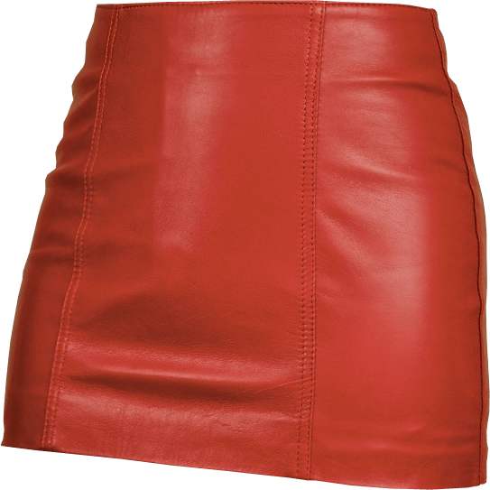 Red leather mini skirt png image.