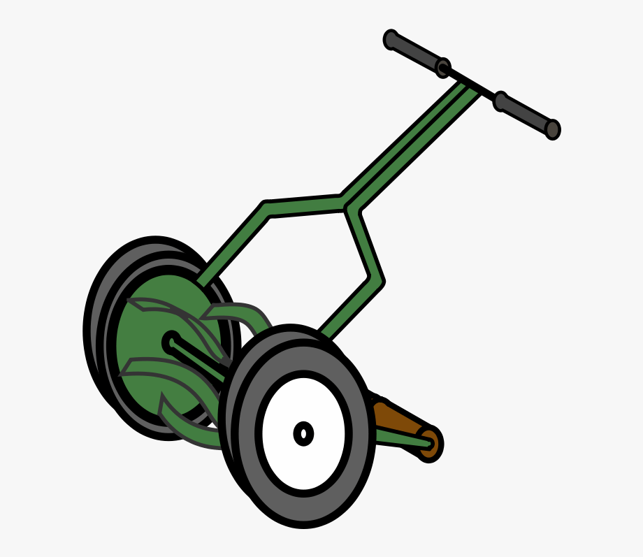 Cartoon Push Reel Lawn Mower Clip Art.