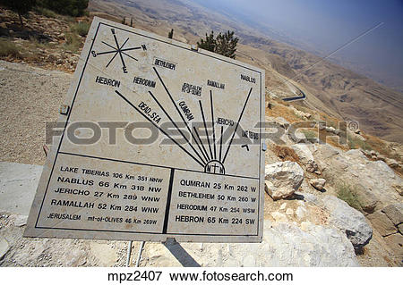 Picture of Plaque showing the distance from Mount Nebo to various.