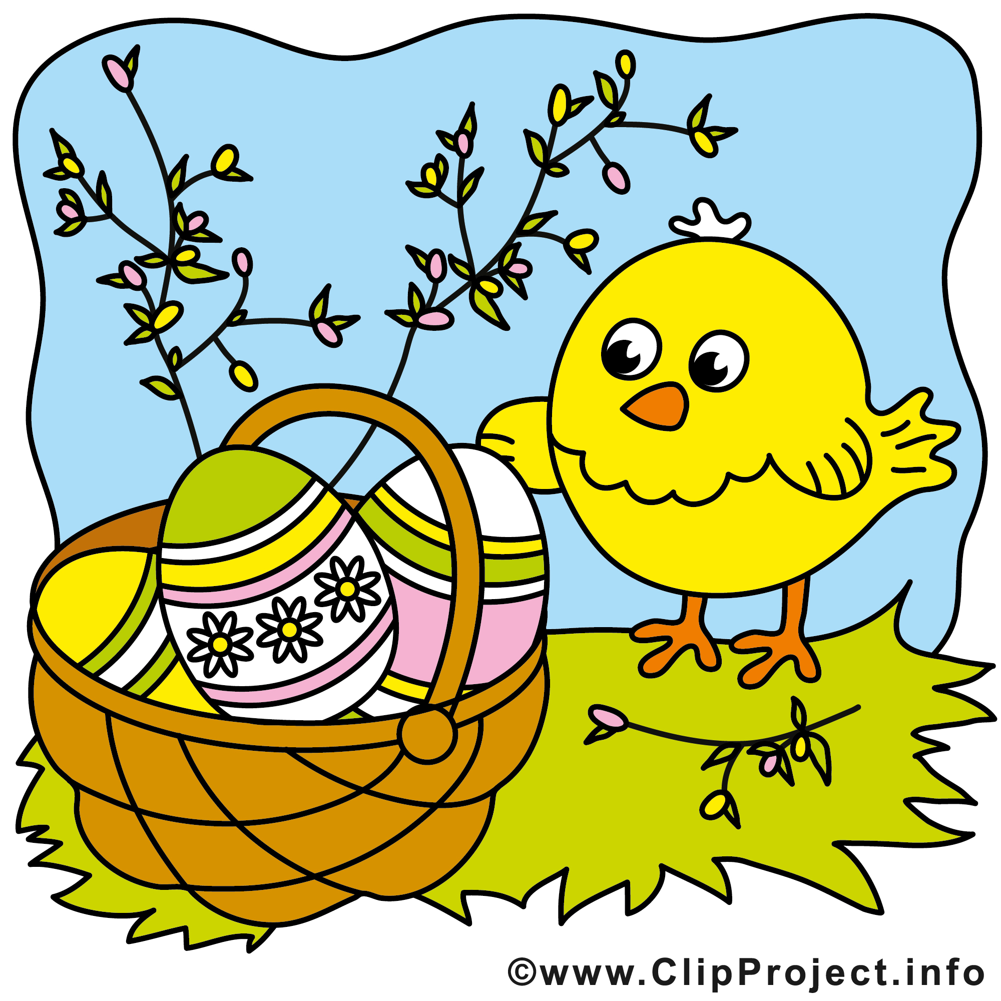 Osterkorb mit Ostereier Clipart.