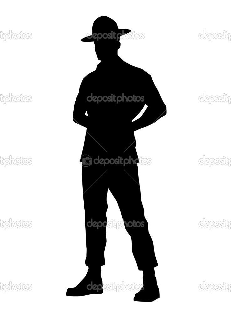 Drill instructor silhouette — Stock Vector © lkeskinen0 #7614109.