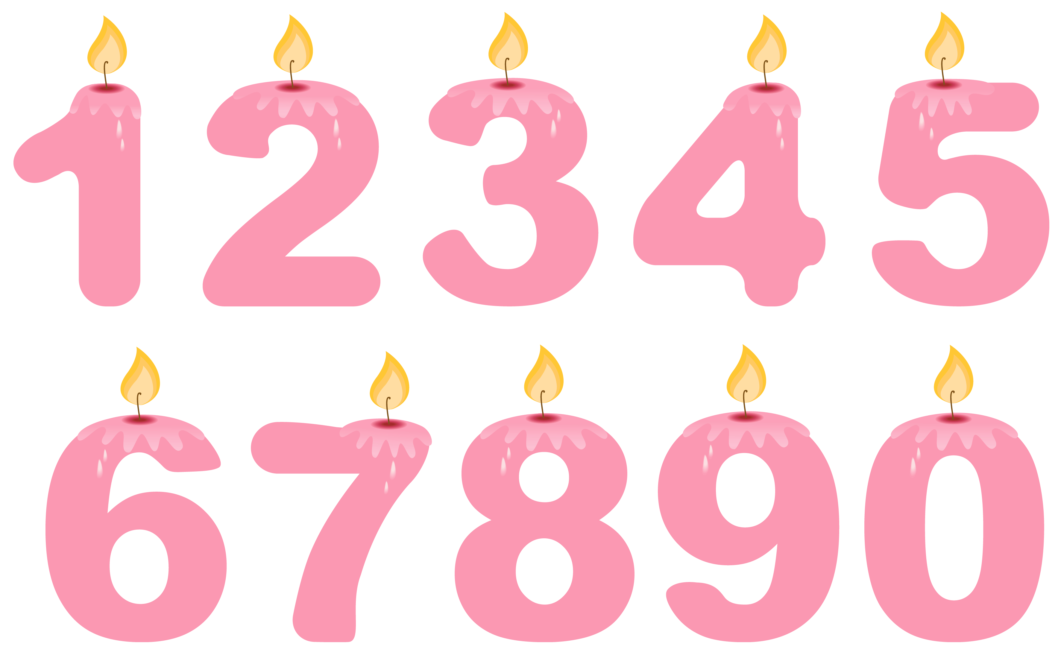 Transparent Numbers Birthday Candles Pink PNG Clipart.