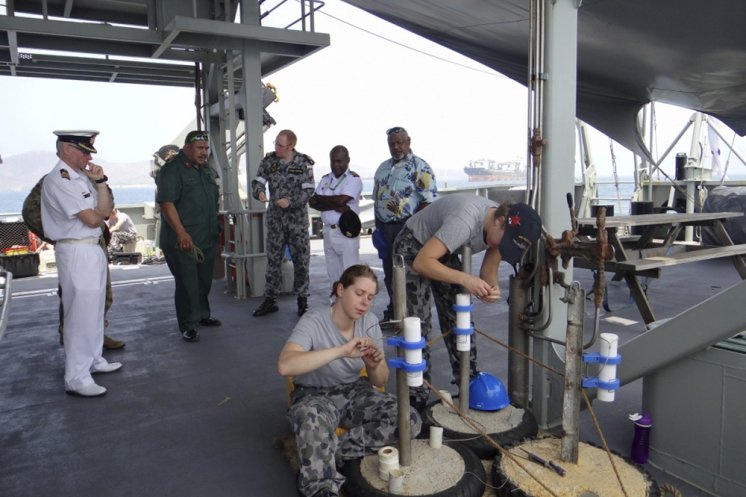 HMAS Leeuwin surveying underway in PNG.