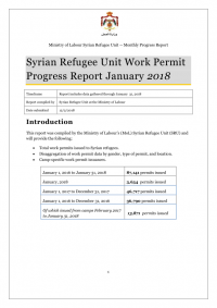 Syrian Refugee Unit Work Permit Progress Report January 2018.