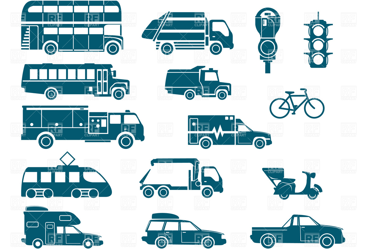 Types of transportation clipart.