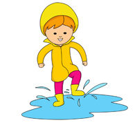 Girl Splashing In Puddles Clipart.