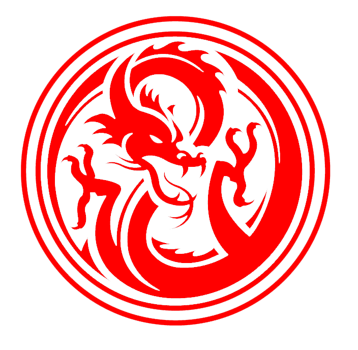 Red Dragon Logo inside a circle..