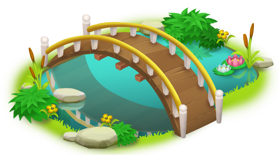 Bridge and Pond PNG Clip Art.