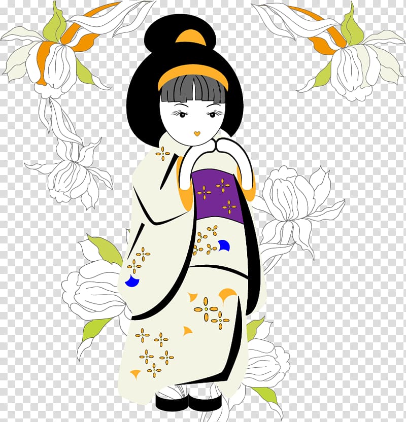 Japan Free content , Japanese kimono girls transparent.