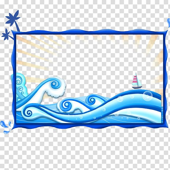 Wind wave Sea, Blue sea border transparent background PNG.