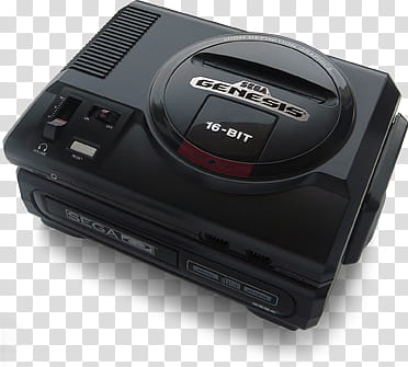 Classic Consoles, black Sega Genesis console transparent.