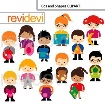 Kids and Shapes Clip Art set includes 12 cute graphics. This.