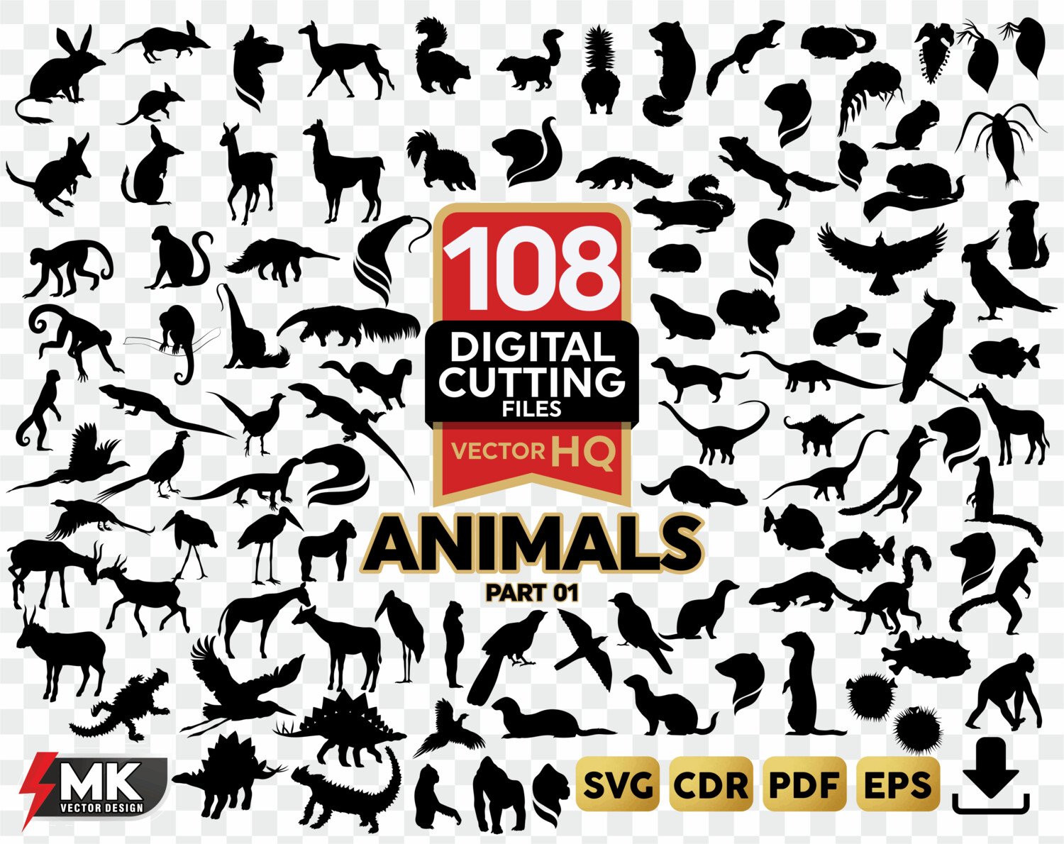 ANIMALS #01 SVG Silhouette Clipartsvgcut by SVGMKCreative.