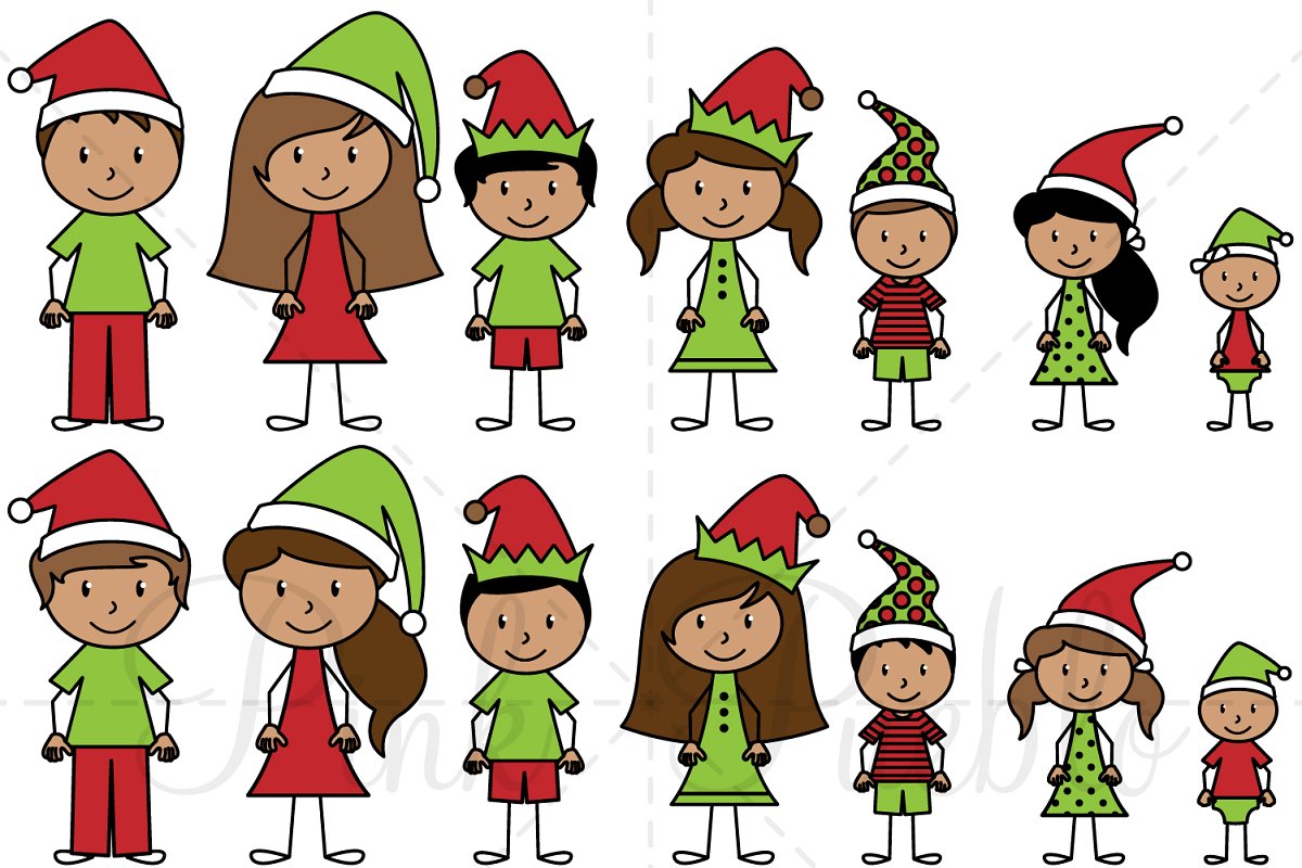 Christmas Stick Figure Clipart.