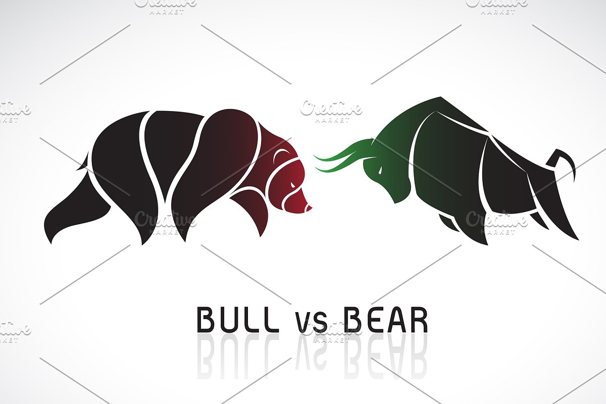 Vector of bull and bear.Stock market.