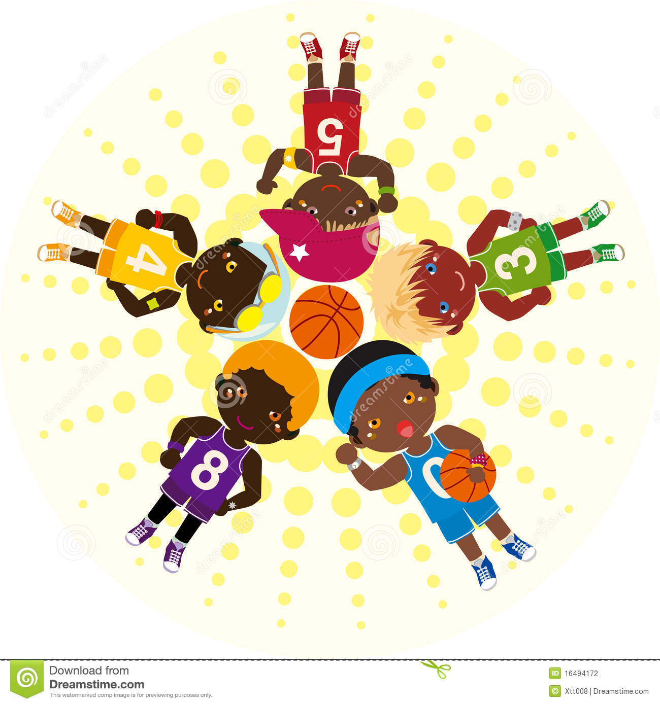 Basketball Team Huddle Clipart.