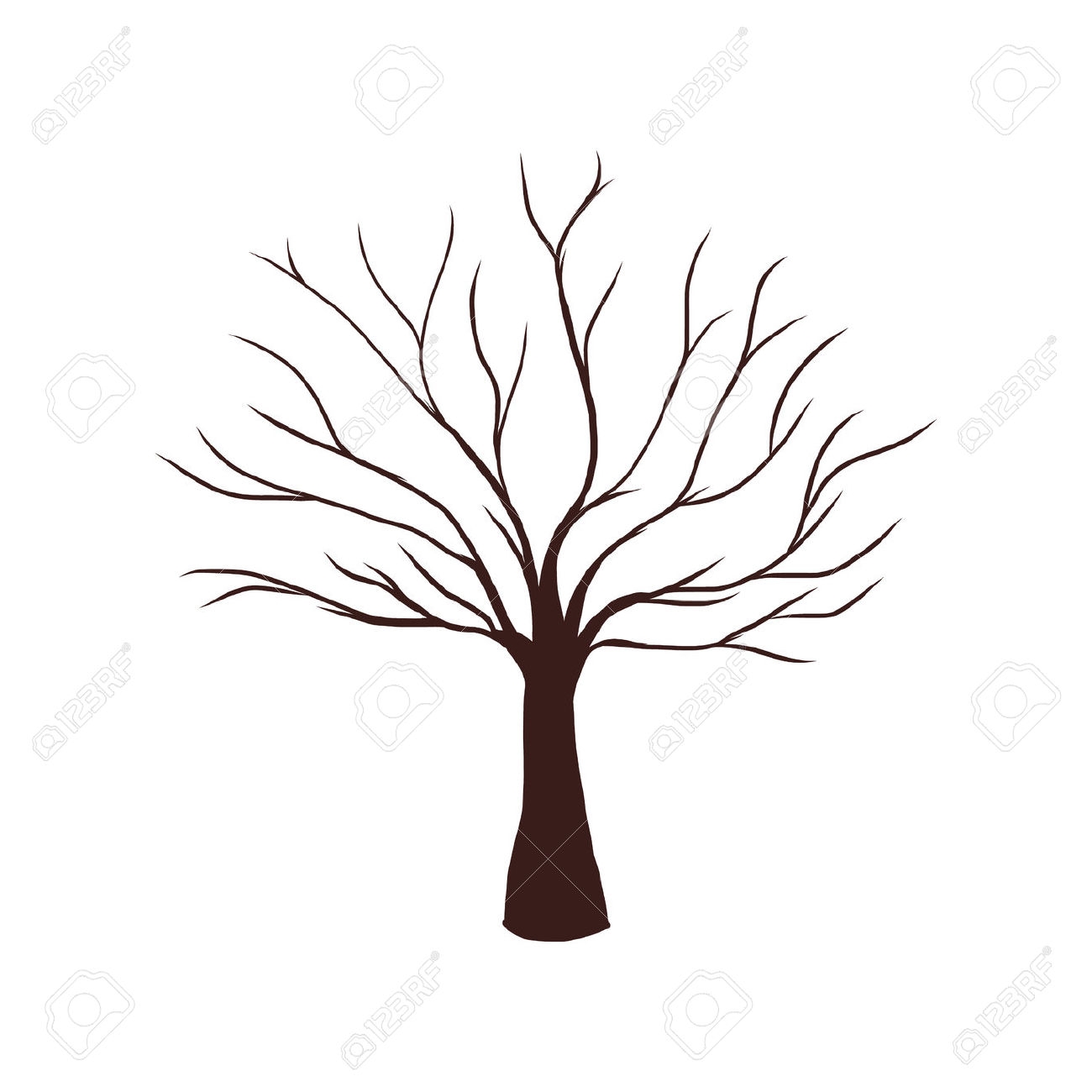 Brown tree without leaves drawing.