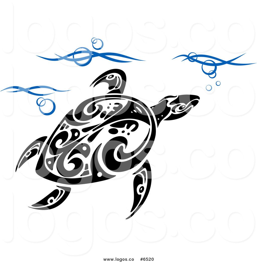 Royalty Free Clip Art Vector Logo of a Tribal Sea Turtle.