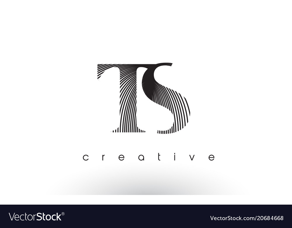 Ts logo design with multiple lines and black and.