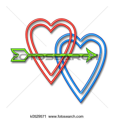 Clipart of tubular hearts neon k0529571.