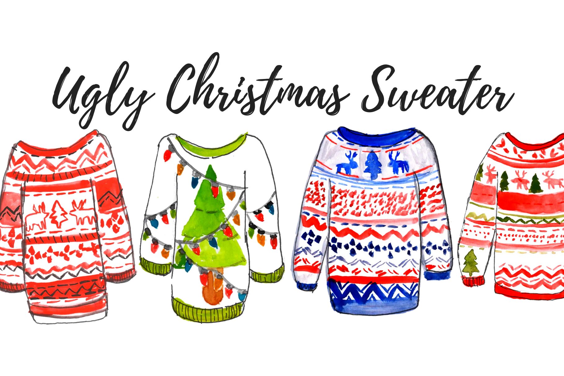 Ugly Christmas sweater clipart set.