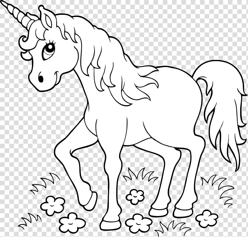 White unicorn artwork, Unicorn Coloring book Page Child.