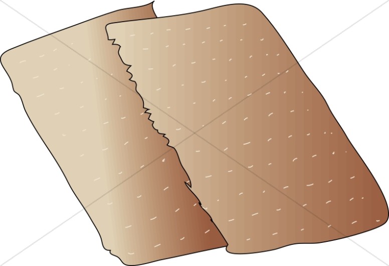 Unleavened Bread Broken in Half.