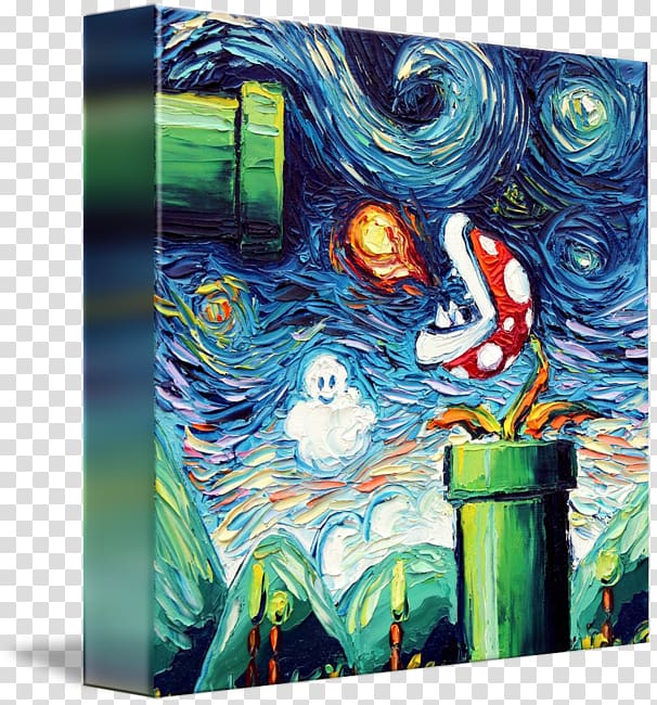 Super Mario Bros. 2 The Starry Night Luigi, Van Gogh.