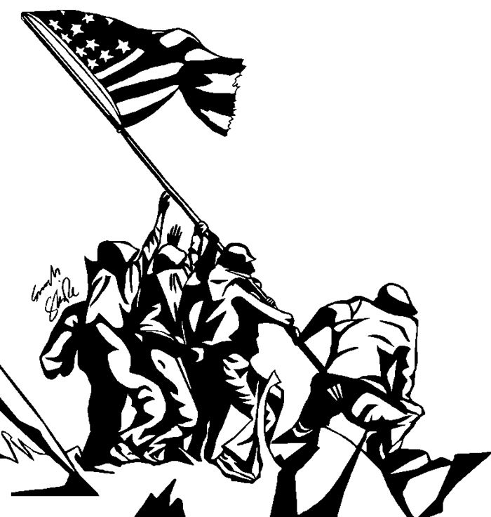 Veterans day black and white clipart.