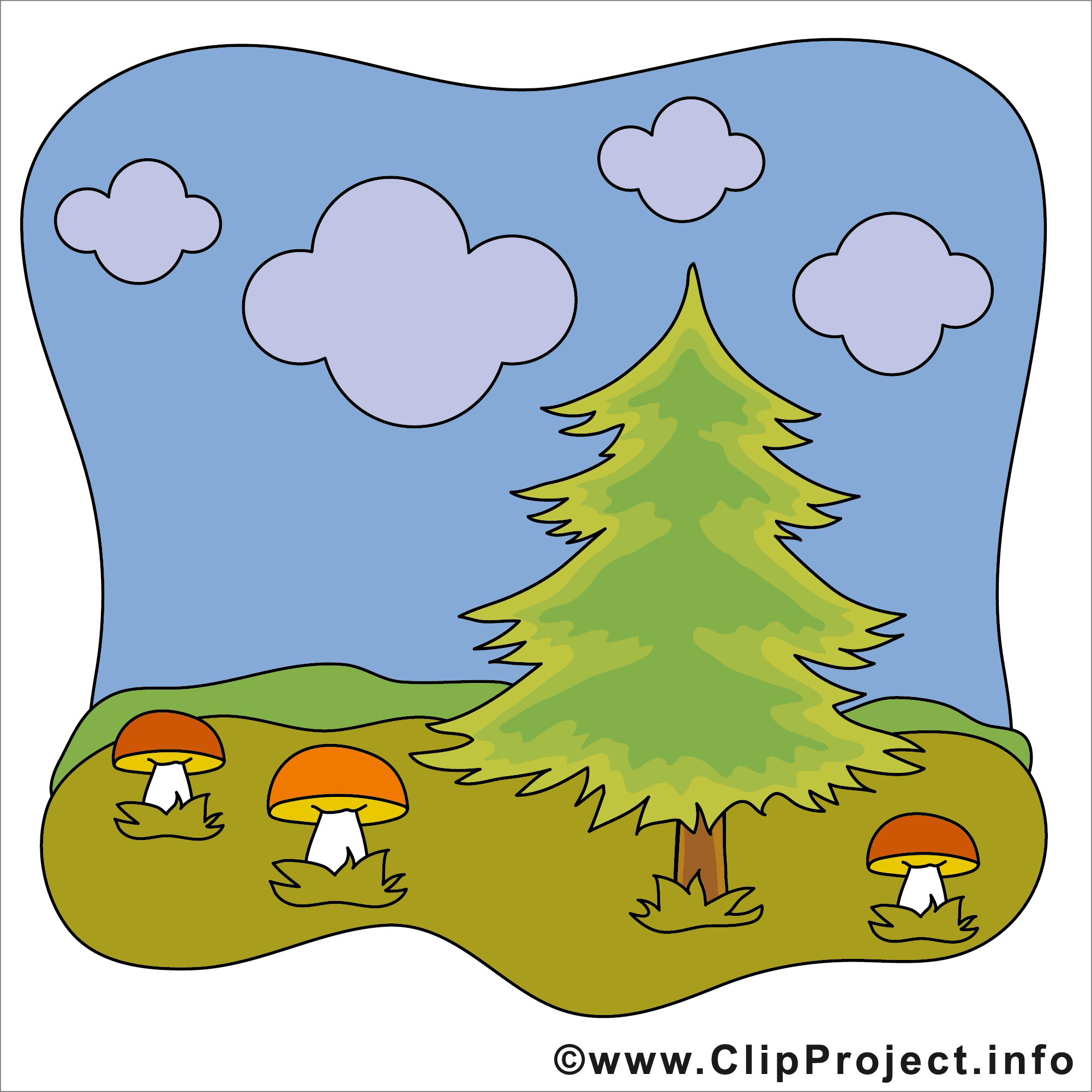 Pilze im Wald Clipart.