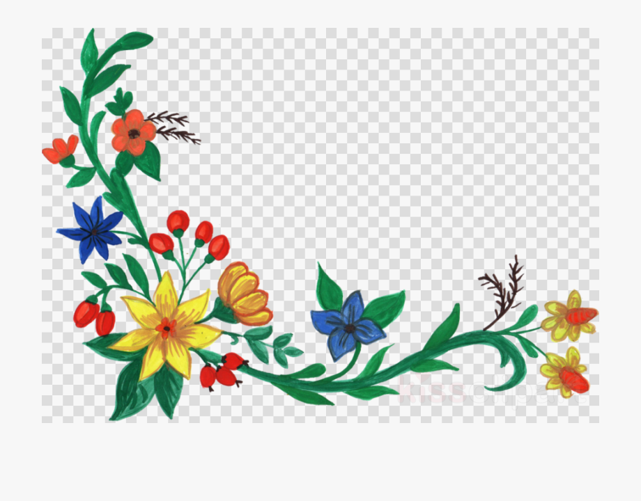 Download Flower Watercolor Corners Transparent Clipart.