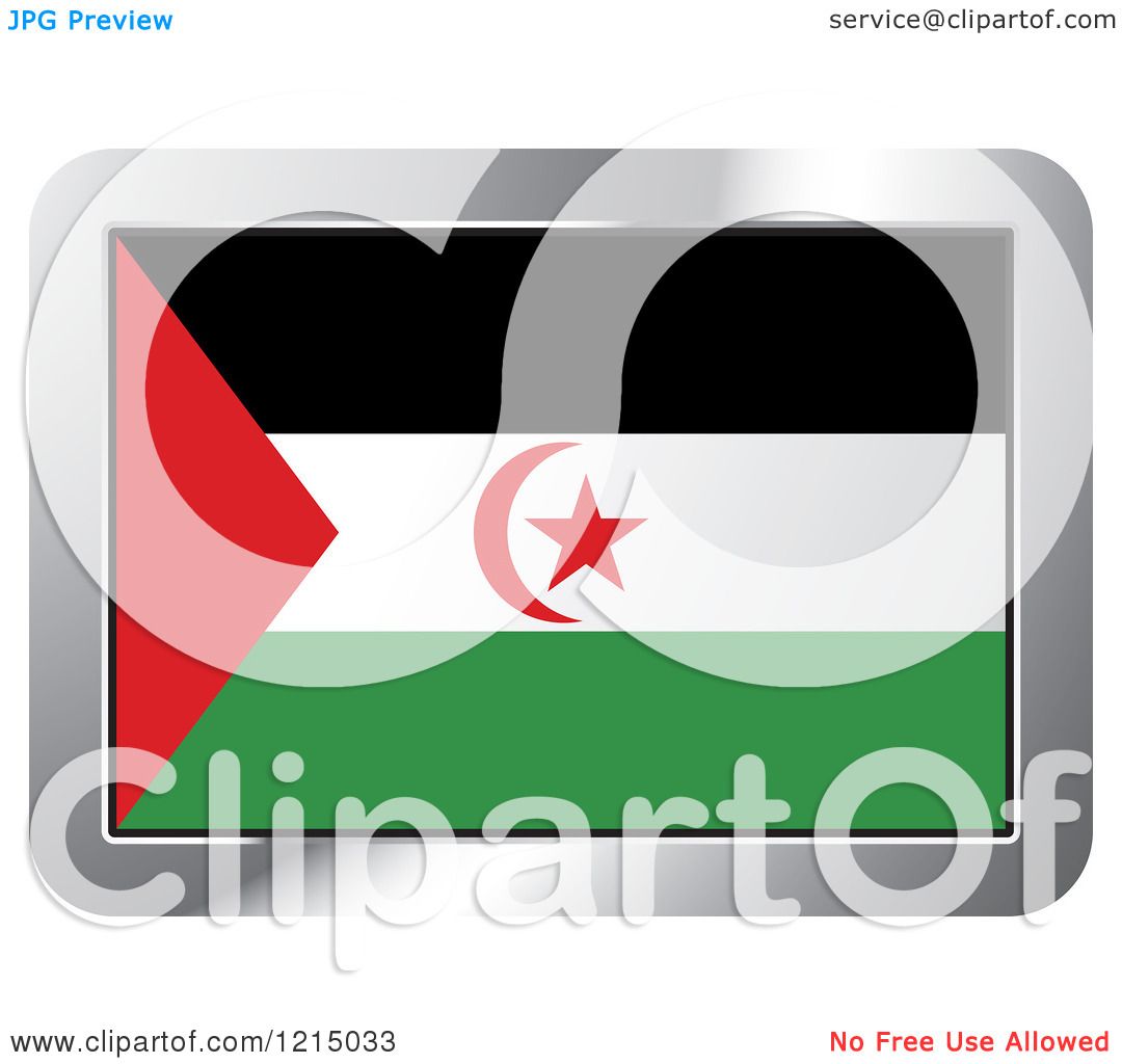 Clipart of a Western Sahara Flag and Silver Frame Icon.