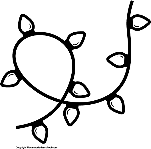 Christmas light string black and white clipart.