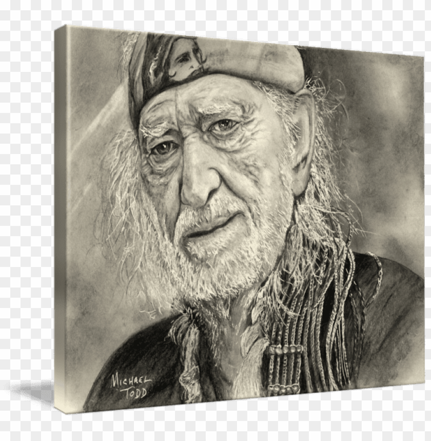 encil drawing of celebrity willie nelson face.