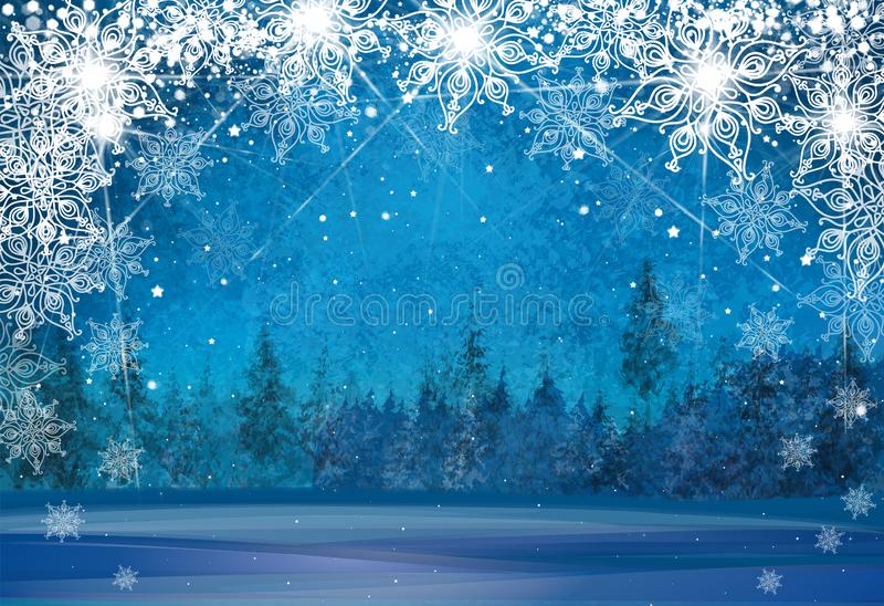 Blue Winter Wonderland Christmas Border Clipart.